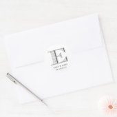 Gedrukte witte chroommonogram E-trouwgunst Ronde Sticker (Envelop)