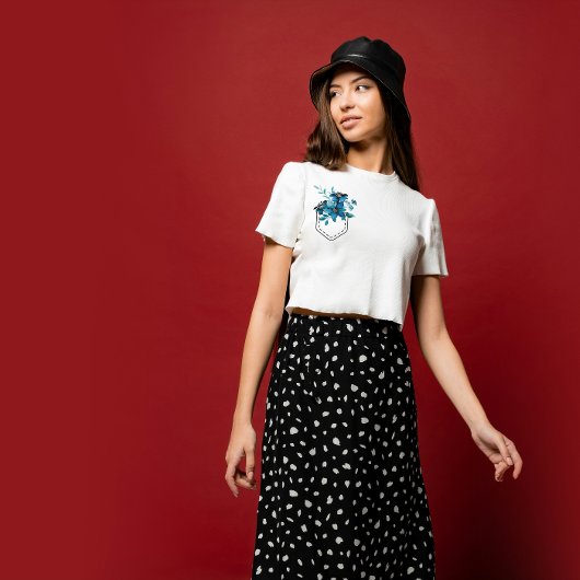 Gedrukte zak met blauwe bloemen t-shirt