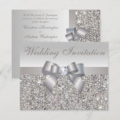 Gedrukte zilveren pailletten, Boog & Diamanten bru Kaart (Voorkant / Achterkant)