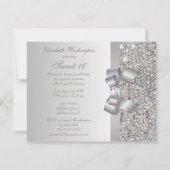 Gedrukte zilveren pailletten, Bow & Diamond Sweet  Kaart (Achterkant)