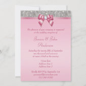 Gedrukte zilverkorrels maken roze weddenschappen kaart (Achterkant)