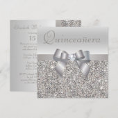 Gedrukte zilversequins, Bak & Diamond Quinceanera Kaart (Voorkant / Achterkant)