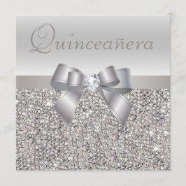 Gedrukte zilversequins, Bak & Diamond Quinceanera Kaart