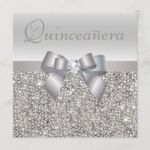 Gedrukte zilversequins, Bak & Diamond Quinceanera Kaart