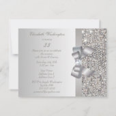 Gedrukte zilversequins, Boog & Diamond Birthday Kaart (Achterkant)