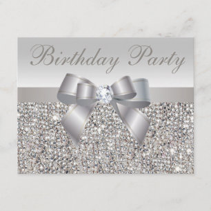Gedrukte zilversequins, Boog & Diamond Birthday Kaart