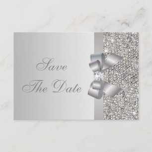 Gedrukte zilversequins en diamant sparen de datum save the date