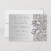 Gedrukte zilversequins en diamant sparen de datum save the date (Achterkant)