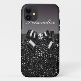 Gedrukte zwarte en witte pailletten, strik en diam Case-Mate iPhone case