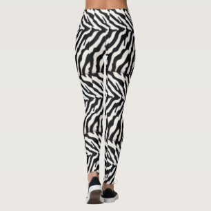 GEDRUKTE ZWARTE WITTE GESTREEPTE HUID LEGGINGS