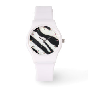 GEDRUKTE ZWARTE WITTE ZEBRA HUID HORLOGE