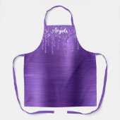Gedruppelde Amethist Glitter Glam Gepersonaliseerd Schort (Voorkant)
