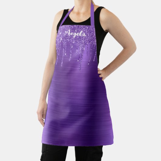 Gedruppelde Amethist Glitter Glam Gepersonaliseerd Schort (Insitu)