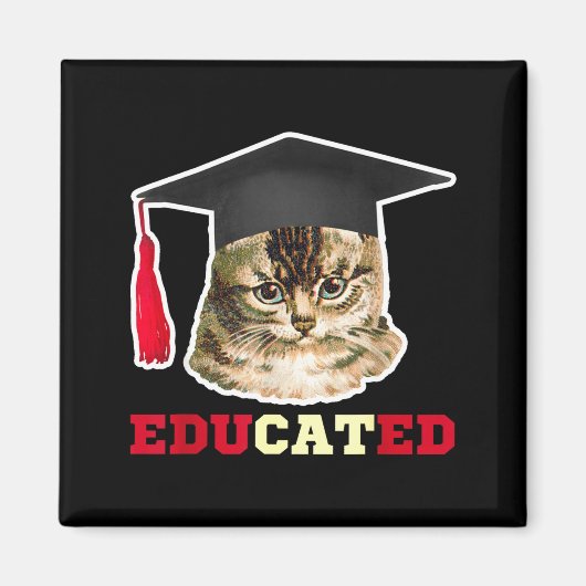 Geducerde kat in afstudeerhoed grappig afstudeerca magneet (Voorkant)