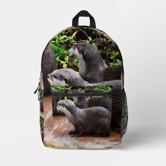 *Geduld aan het water: twee kleine grijze otters Bedrukte Rugzak (Voorkant)