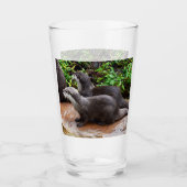 *Geduld aan het water: twee kleine grijze otters Glas (Voorkant)