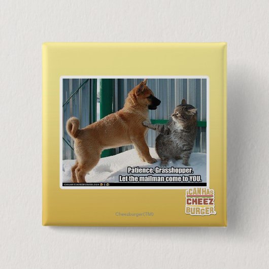 Geduld, Grasshopper. Vierkante Button 5,1 Cm (Voorkant)