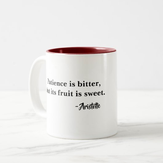 Geduld is bitter, maar de vrucht is zoet. tweekleurige koffiemok (Voorkant links)