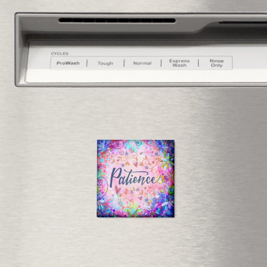 Geduld Roze Bloemen Trendy Whimsical Inspirerend Magneet (Insitu (Vaatwasser))