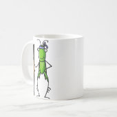 Geduld, sprinkhaan Mok met personeel (Voorkant links)