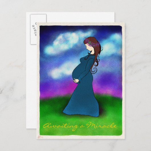 "Geduld" zwangerschap aankondiging briefkaart (Voorkant / Achterkant)