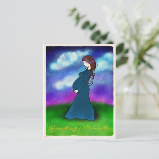 "Geduld" zwangerschap aankondiging briefkaart (Staand voorkant)