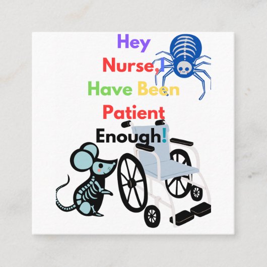 Geduldig zijn mag je niet doden vierkante visitekaartje (Voorkant)