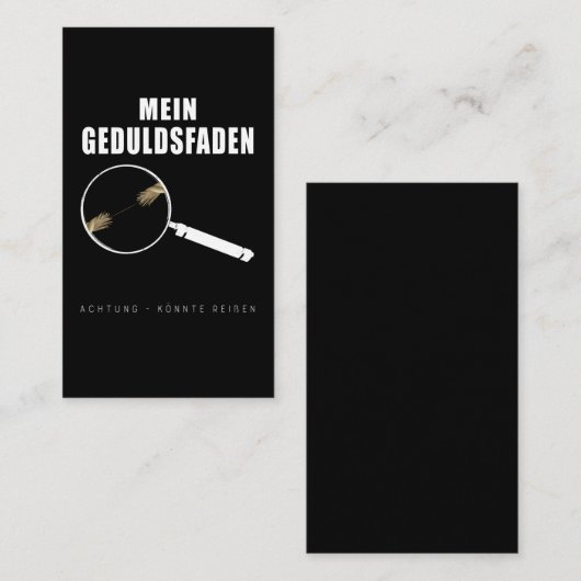 Geduldsfaden Spruch Keine Geduld Frauen Humorvoll Visitekaartje (Voorkant / Achterkant)