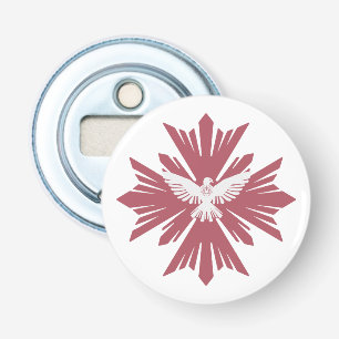 Gedurende duif van vrede button flesopener