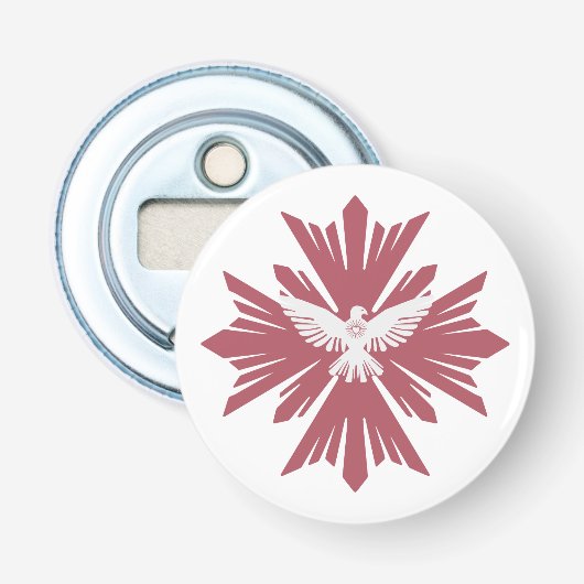 Gedurende duif van vrede button flesopener (Voorkant)