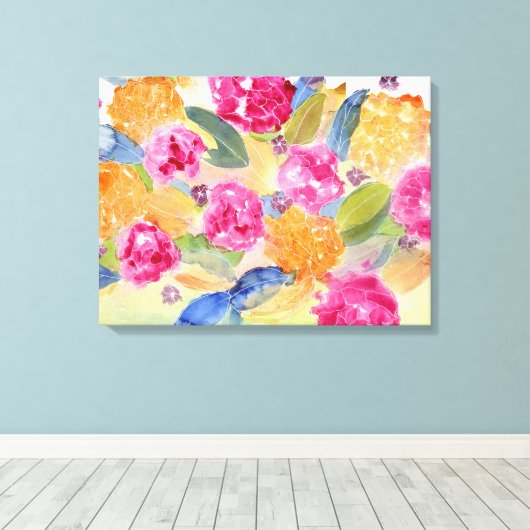 Gedurfd bloemcanvas canvas afdruk (Insitu (Houten vloer))