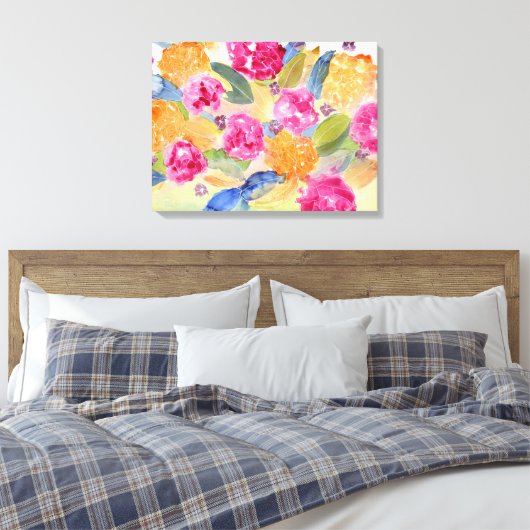 Gedurfd bloemcanvas canvas afdruk (Insitu (Slaapkamer))
