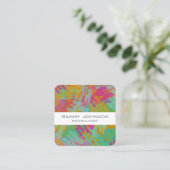 gedurfd kleurrijk modern abstract dubbelzijdig geb vierkante visitekaartje (Staand voorkant)