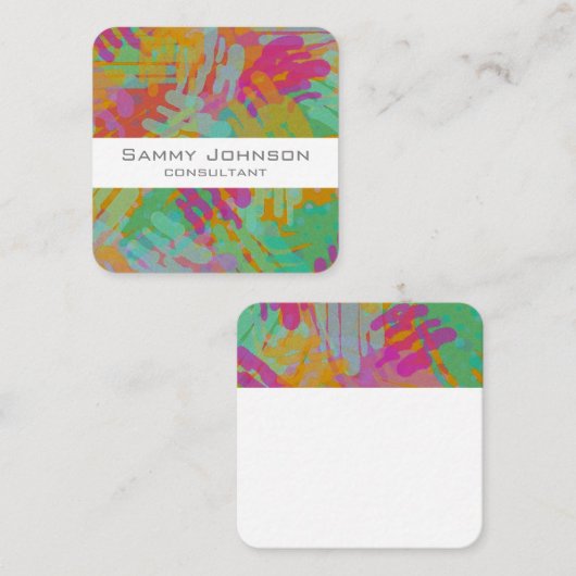 gedurfd kleurrijk modern abstract dubbelzijdig geb vierkante visitekaartje (Voorkant / Achterkant)