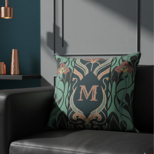 Gedurfd Maximalistisch Art Nouveau Monogram Kussen