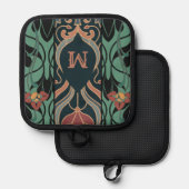 Gedurfd Maximalistisch Art Nouveau Monogram Pannenlap (Voorkant / Achterkant)