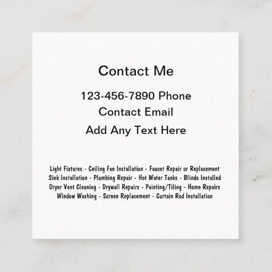 Gedurfd Modern Handyman Visitekaartjes Design (Achterkant)
