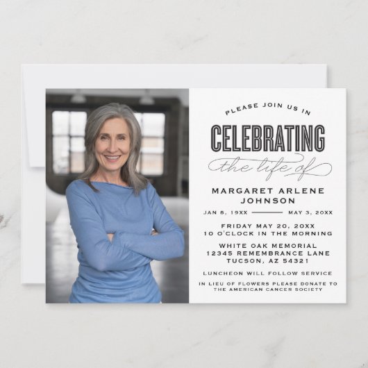 GEDURFD MODERN SCRIPT VIERING VAN HET LEVEN BEGRAF KAART (Voorkant)