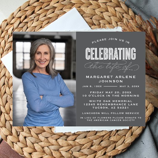 GEDURFD MODERN SCRIPT VIERING VAN HET LEVEN BEGRAF KAART