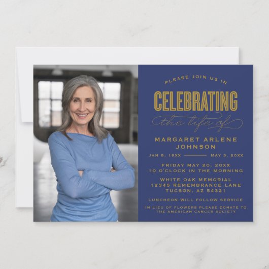 GEDURFD MODERN SCRIPT VIERING VAN HET LEVEN BEGRAF KAART (Voorkant)