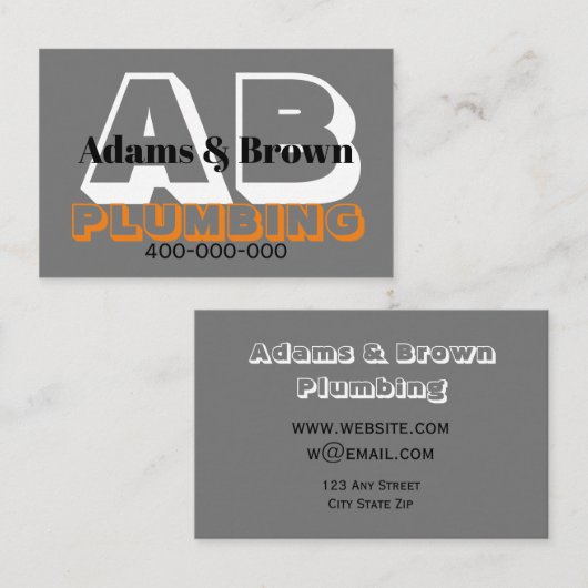 gedurfd modern voor loodgieter of ander beroep gri visitekaartje (Voorkant / Achterkant)