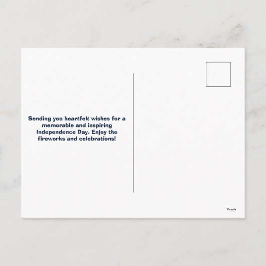 Gedurfd Navy en Red Patriottisch Vuurwerk en Raket Feestdagenkaart (Achterkant)