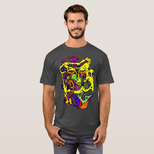 Gedurfd surrealistisch abstract ontwerp in meerder t-shirt (Voorkant volledig)