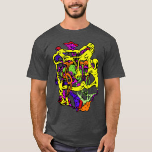 Gedurfd surrealistisch abstract ontwerp in meerder t-shirt