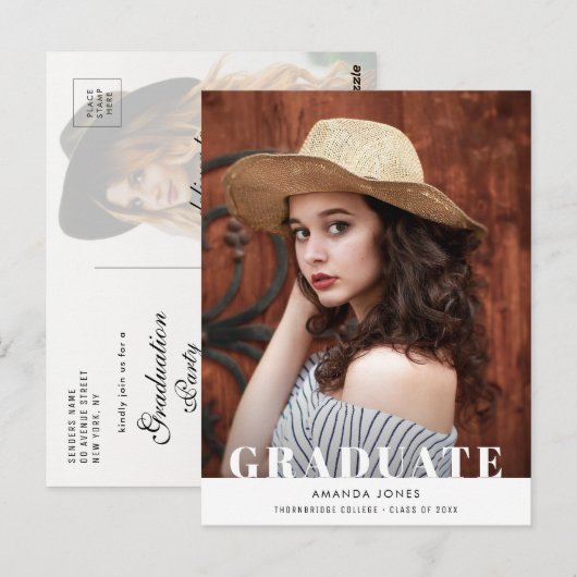 GEDURFD | Uitnodiging voor een modern foto-afstude (Voorkant / Achterkant)