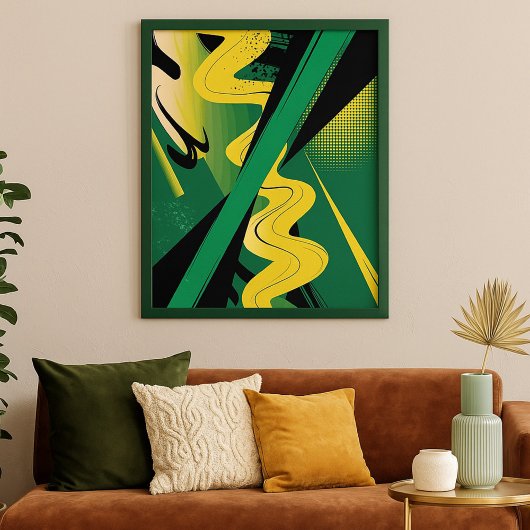 Gedurfde Abstracte kunst met golven en dynamische  Poster