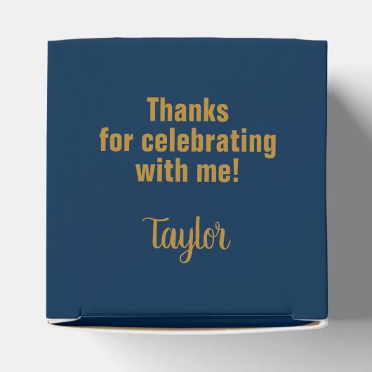Gedurfde AFSTUDEERDER Gold en Navy Graduation Part Bedankdoosjes (Bovenkant)