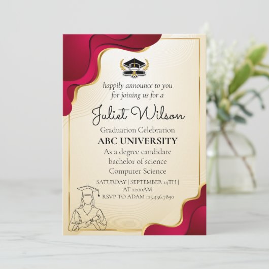 Gedurfde afstuderen stijlvolle start kaart (Staand voorkant)