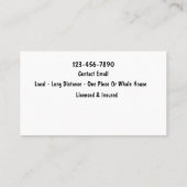 Gedurfde bewegende en trucking Visitekaartjes (Achterkant)