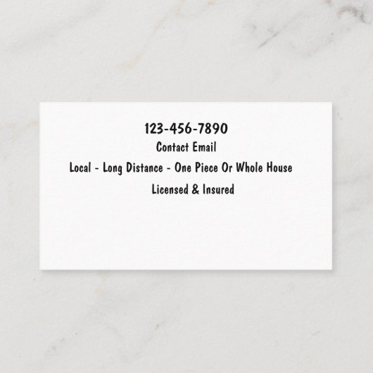 Gedurfde bewegende en trucking Visitekaartjes (Achterkant)